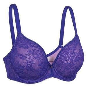 Wacoal Lace Finesse Underwire T-Shirt Bra Blue Pink 36D Back Close Style 853201